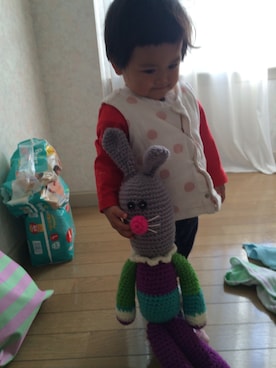 「Handmade（ハンドメイド）のアイテム（おもちゃ）」を使った、NoE&Yaさん（キッズ・70cm）の秋コーディネート