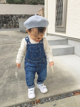 「秋冬」｜「アイテム（オールインワン・サロペット）」を使った、AZRU☺︎さん（キッズ・80cm）の冬コーディネート