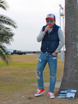 「URBAN RESEARCH Sonny Label（アーバンリサーチサニーレーベル）のアイテム（ダウンベスト）」を使った、SUKEさん（メンズ・172cm）の冬コーディネート