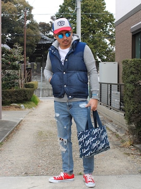 「URBAN RESEARCH Sonny Label（アーバンリサーチサニーレーベル）のアイテム（ダウンベスト）」を使った、SUKEさん（メンズ・172cm）の冬コーディネート
