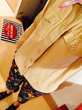 「BEAMS BOY（ビームスボーイ）のアイテム（シャツ/ブラウス、ベージュ系）」を使った、kurukuru-beansさん（レディース・158cm）の秋コーディネート