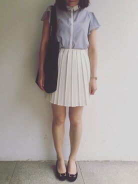 「NOMINE（ノミネ）のﾌﾟﾘｰﾂSK（スカート、ホワイト系）」を使った、tohanさん（レディース・161cm）の夏コーディネート
