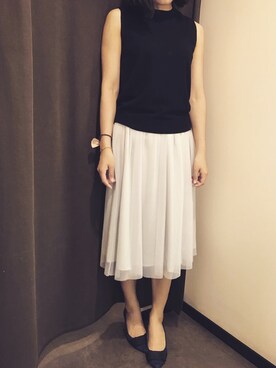 「ZARA（ザラ）のアイテム（スカート、シルバー系）」を使った、tohanさん（レディース・161cm）の夏コーディネート