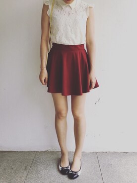 「Heather（ヘザー）のアイテム（シャツ/ブラウス、ホワイト系）」を使った、tohanさん（レディース・161cm）の夏コーディネート