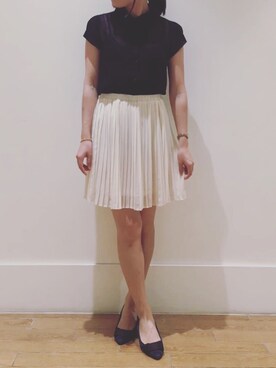 「H&M（エイチ・アンド・エム）のアイテム（スカート、ホワイト系）」を使った、tohanさん（レディース・161cm）の夏コーディネート