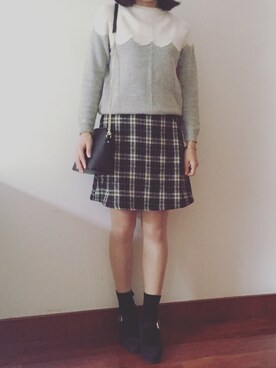 「MAJESTIC LEGON（マジェスティックレゴン）のアイテム（スカート、その他）」を使った、tohanさん（レディース・161cm）の秋コーディネート