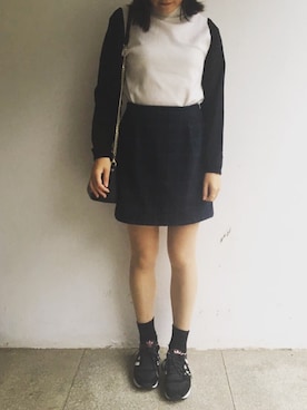 「31 Sons de mode（トランテアン　ソン　ドゥ　モード）のアイテム（スカート、グリーン系）」を使った、tohanさん（レディース・161cm）の秋コーディネート