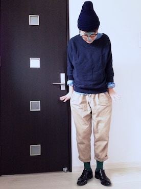 「シャツ×スウェット」｜「アイテム（その他シューズ）」を使った、chiePuさん（レディース・158cm）の秋コーディネート