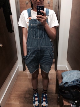 「American Eagle（アメリカンイーグル）のアイテム（つなぎ/オールインワン）」を使った、Puihahaさん（レディース・161cm）の夏コーディネート