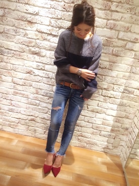 「ボリュームニット」｜「アイテム（その他）」を使った、KASUMIさん（レディース・161cm）の秋コーディネート