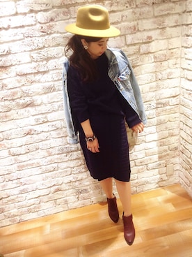 「Ungrid（アングリッド）の 【Casual】ｳﾞｨﾝﾃｰｼﾞGｼﾞｬﾝ （デニムジャケット）」を使った、KASUMIさん（レディース・161cm）の秋コーディネート