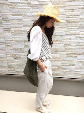 「TODAYFUL（トゥデイフル）のVintageトートバッグ（トートバッグ）」を使った、KASUMIさん（レディース・161cm）の秋コーディネート