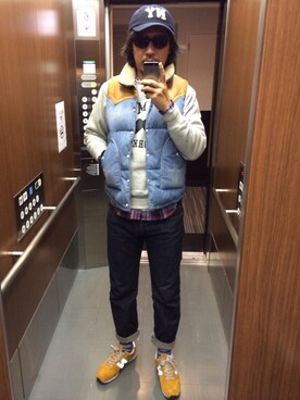 「417 EDIFICE（フォーワンセブンエディフィス）のアイテム（ダウンベスト）」を使った、vmdaiさん（メンズ・177cm）の冬コーディネート