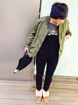 「BAYFLOW（ベイフロー）のアイテム（オールインワン・サロペット）」を使った、asamiiiinさん（レディース・160cm）の冬コーディネート