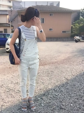 「SHAKA」｜「アイテム（サロペット/オーバーオール）」を使った、asamiiiinさん（レディース・160cm）の夏コーディネート
