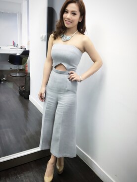 「asos（エイソス）のアイテム（オールインワン・サロペット）」を使った、Elaine鄧洢玲さん（レディース・158cm）の春コーディネート