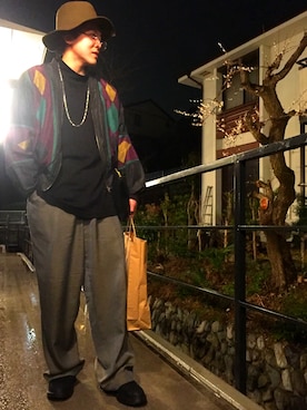 「GLOBAL WORK（グローバルワーク）のフェルトロングブリムハット/705078（ハット）」を使った、hさん（メンズ・172cm）の春コーディネート