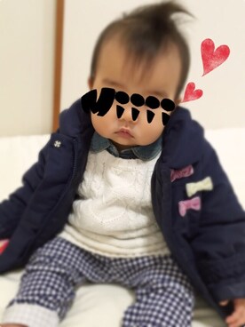 「赤ちゃん本舗（アカチャンホンポ）のアイテム（ダウンジャケット/コート）」を使った、Miiiiさん（キッズ・70cm）の冬コーディネート