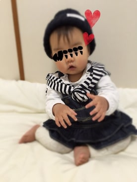 「プロデューサー巻き」｜「アイテム（オールインワン・サロペット）」を使った、Miiiiさん（キッズ・70cm）の冬コーディネート