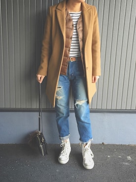 「アイテム（チェスターコート）」を使った、✴︎YUKI✴︎さん（レディース・163cm・20代）の冬コーディネート