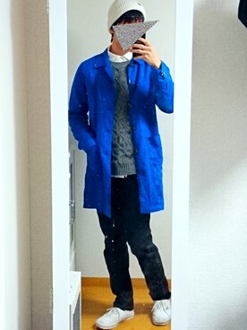「アイテム（ステンカラーコート）」を使った、Kさん（メンズ・172cm・10代）の春コーディネート