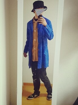 「アイテム（ステンカラーコート）」を使った、Kさん（メンズ・172cm・10代）の春コーディネート