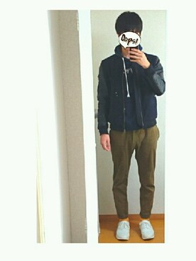 「JUNRED（ジュンレッド）のアイテム（スタジャン）」を使った、Kさん（メンズ・172cm）の秋コーディネート