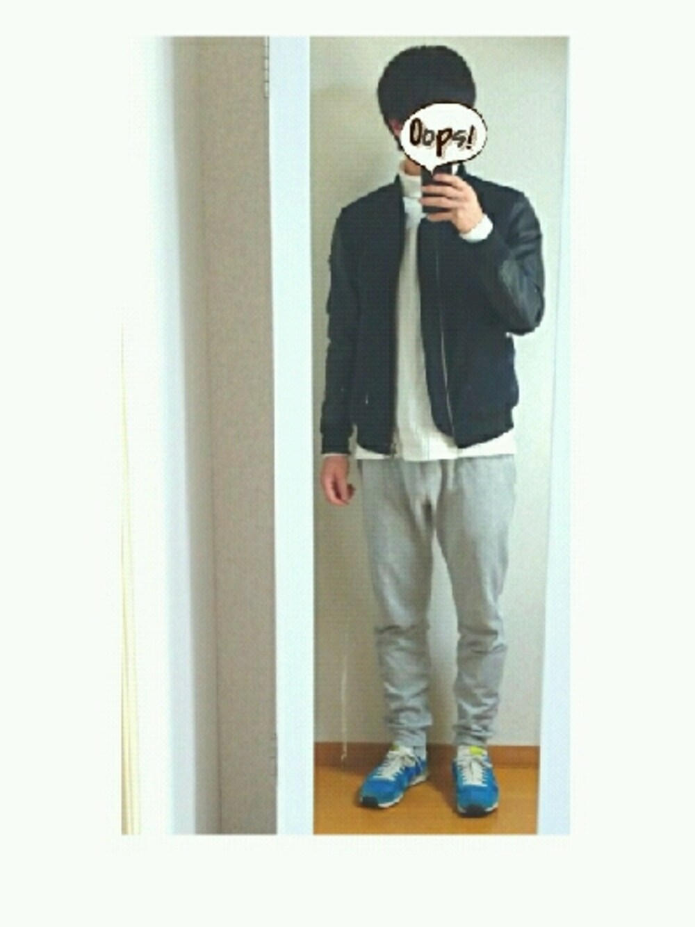 「JUNREDのアイテム（スタジャン、ブラック系）」を使った、Kさん（メンズ・172cm）の冬コーディネートの1枚目の写真