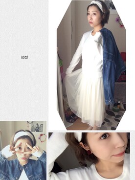 「日常」｜「アイテム（デニムジャケット）」を使った、Ayokoさん（レディース・152cm）の秋コーディネート