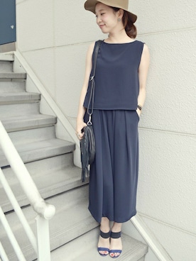 「Khaju（カージュ）のアイテム（つなぎ/オールインワン）」を使った、naoさん（レディース・155cm）の夏コーディネート