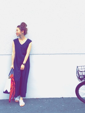 「Khaju（カージュ）のアイテム（つなぎ/オールインワン）」を使った、naoさん（レディース・156cm）の春コーディネート