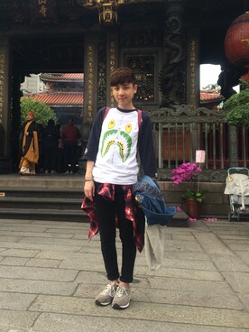 「A BATHING APE（アベイシングエイプ）のアイテム（Tシャツ/カットソー、ホワイト系）」を使った、Peter さん（メンズ・168cm）の夏コーディネート