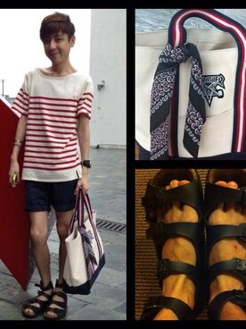 「THRASHER（スラッシャー）のアイテム（Tシャツ/カットソー、ブラック系）」を使った、Peter さん（メンズ・168cm）の夏コーディネート