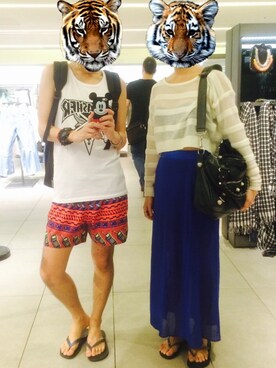 「THRASHER（スラッシャー）のアイテム（Tシャツ/カットソー、ブラック系）」を使った、Peter さん（メンズ・168cm）の夏コーディネート