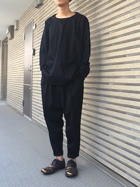 「SHAREEF（シャリーフ）のアイテム（スラックス）」を使った、Tōru Shimamuraさん（メンズ・176cm）の春コーディネート