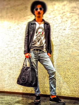 「muta（ムータ）のアイテム（バッグ）」を使った、GOKIさん（メンズ・180cm）の春コーディネート