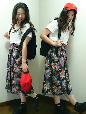「chambre de charme（シャンブルドゥシャーム）のアイテム（帽子）」を使った、YnHO(ゆほ)さん（レディース・160cm）の夏コーディネート