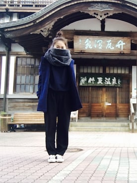 「ストレートパンツ」｜「アイテム（ダッフルコート）」を使った、msk1022さん（レディース・162cm）の冬コーディネート