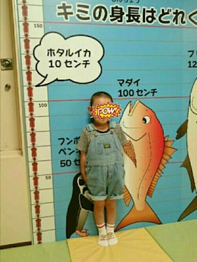 「水族館」｜「アイテム（サロペット/オーバーオール）」を使った、takiaaaaaoさん（キッズ・110cm）の夏コーディネート