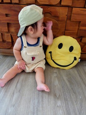 「BeBe（ベベ）のアイテム（キャップ）」を使った、✴︎なゆ✴︎さん（キッズ・60cm）の夏コーディネート