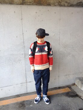 「SMELLY（スメリー）のアイテム（ピアス（両耳用））」を使った、かげさん（レディース・162cm）の冬コーディネート