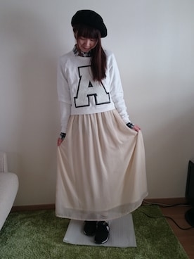 「Another Edition」｜「アイテム（スウェット）」を使った、ろびこさん（レディース・155cm）の秋コーディネート