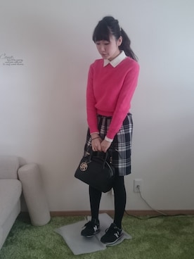 「アイテム（ボストンバッグ）」を使った、ろびこさん（レディース・155cm・30代）の冬コーディネート