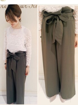 「Three Four Time（ｽﾘｰﾌｫｰﾀｲﾑ）のアイテム（パンツ）」を使った、haruharuさん（レディース・159cm）の秋コーディネート