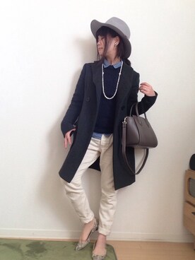 「ハンサムコーデ」｜「アイテム（チェスターコート）」を使った、舞桜さん（レディース・150cm）の冬コーディネート