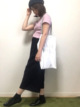 舞桜さんの「WOMEN リブクルーネックT（半袖）」を使ったコーディネート