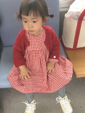 「アイテム（タイツ/ストッキング、ブルー系）」を使った、emi__channelさん（キッズ・80cm）の秋コーディネート