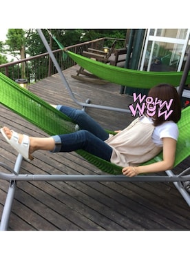 「アイテム（キャミソール、ベージュ系）」を使った、129さん（レディース・154cm）の夏コーディネート