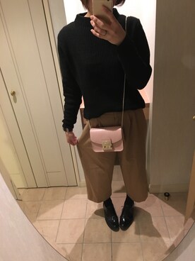 「黒ニット」｜Ms.Chilさん（レディース・162cm）の冬コーディネート