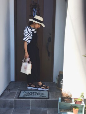 「ハットコーデ」｜「アイテム（サロペット/オーバーオール）」を使った、Oto♪Haruさん（レディース・160cm）の夏コーディネート